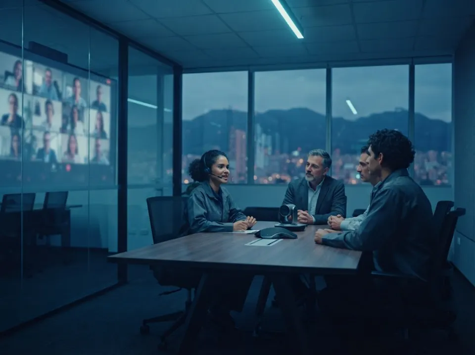 Equipo en videoconferencia con comunicaciones unificadas de NEXTCOM