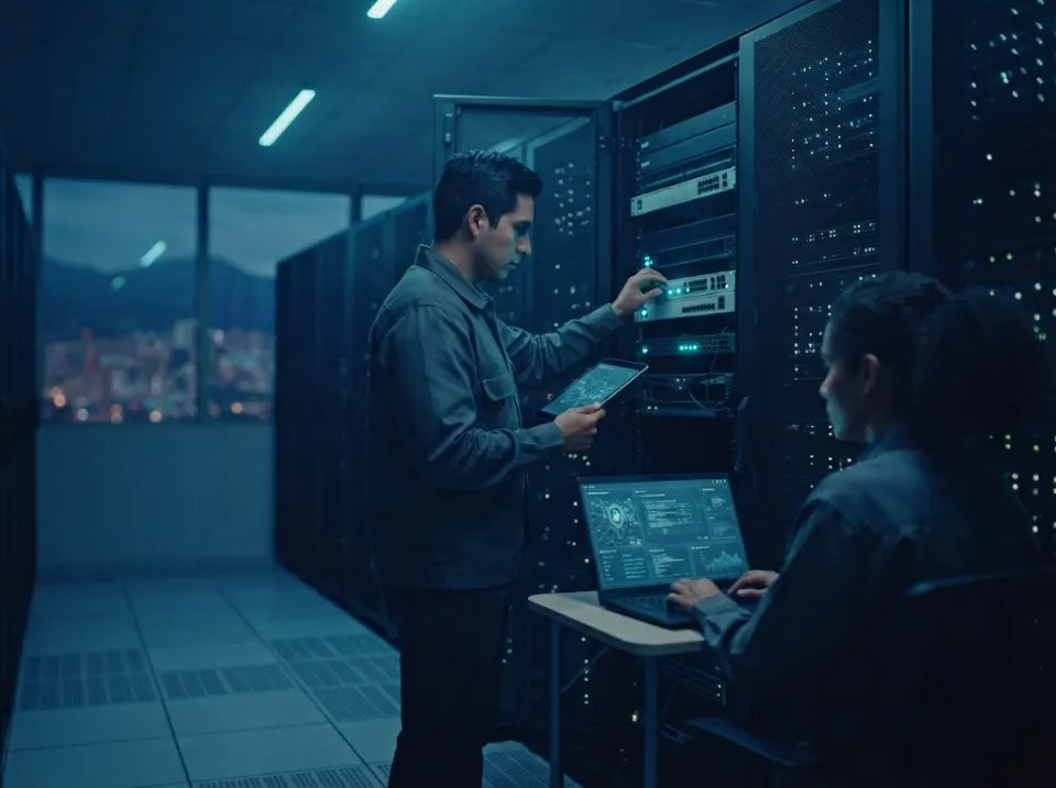 Ingeniero de NEXTCOM configurando un firewall de seguridad perimetral