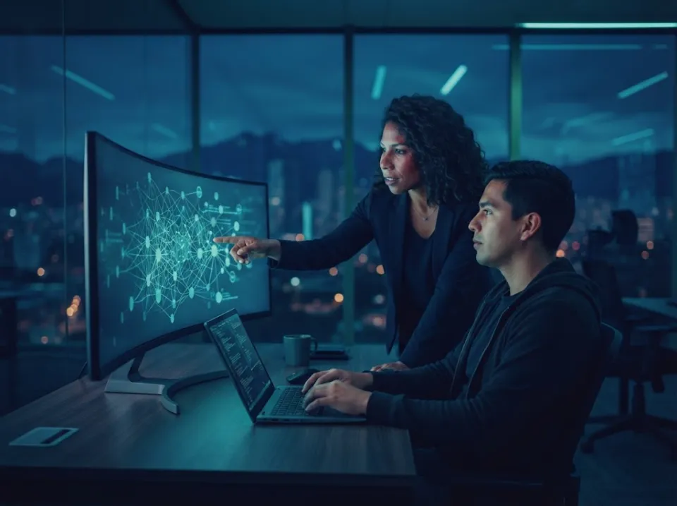 Ingenieros de NEXTCOM desarrollando soluciones de inteligencia artificial